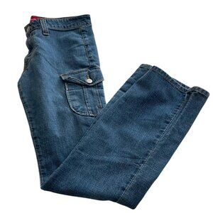 Vintage Y2K Levis Superlow Flare Leg Bootcut Jeans Size 6 Cargo Pockets Grunge